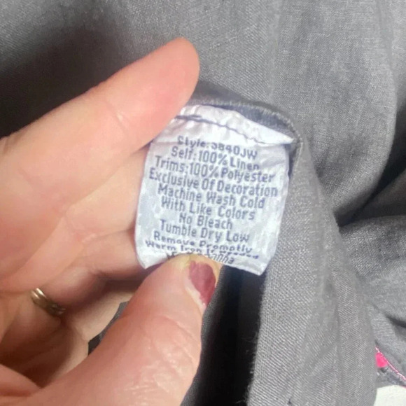 Johnny Was Gray and Pink Embroidered Tunic Mini Dress / Size XL - Picture 9 of 13